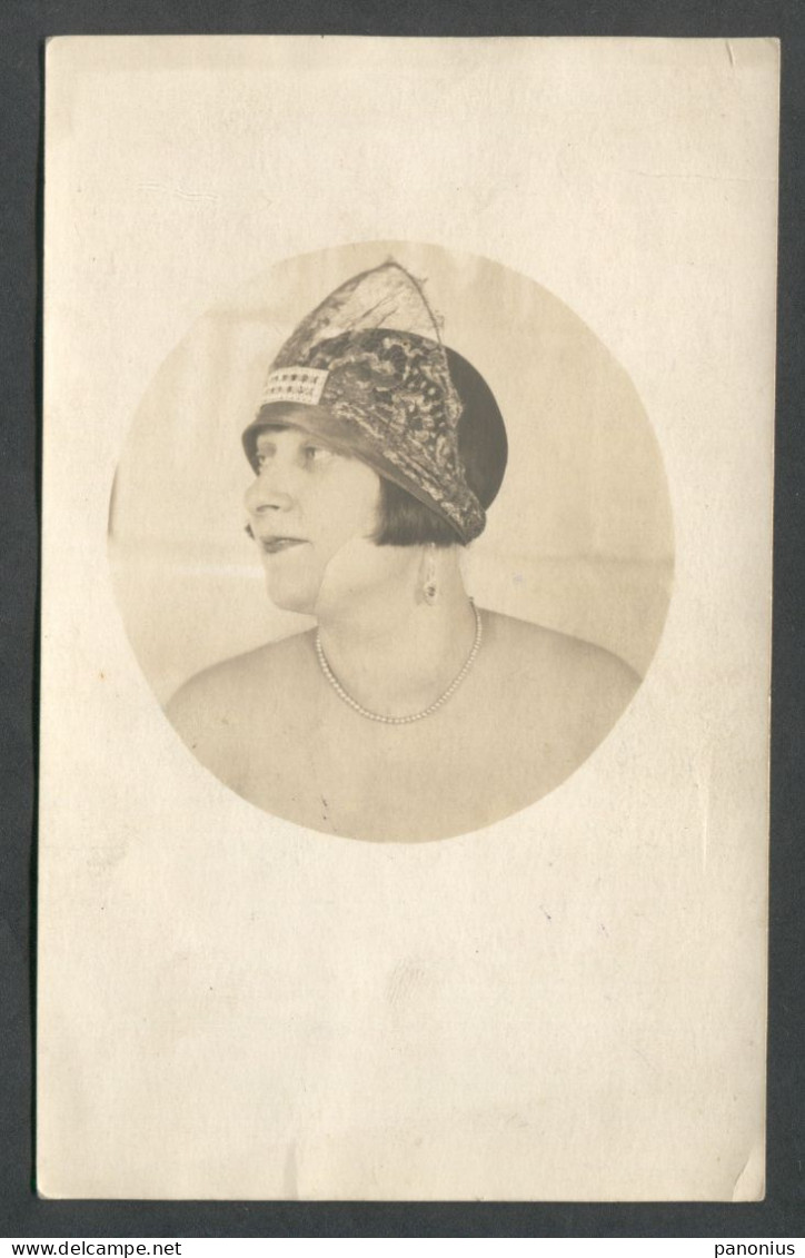 WOMAN LADY DAME, TIARA CROWN FASHION, OLD REAL PHOTO - Women