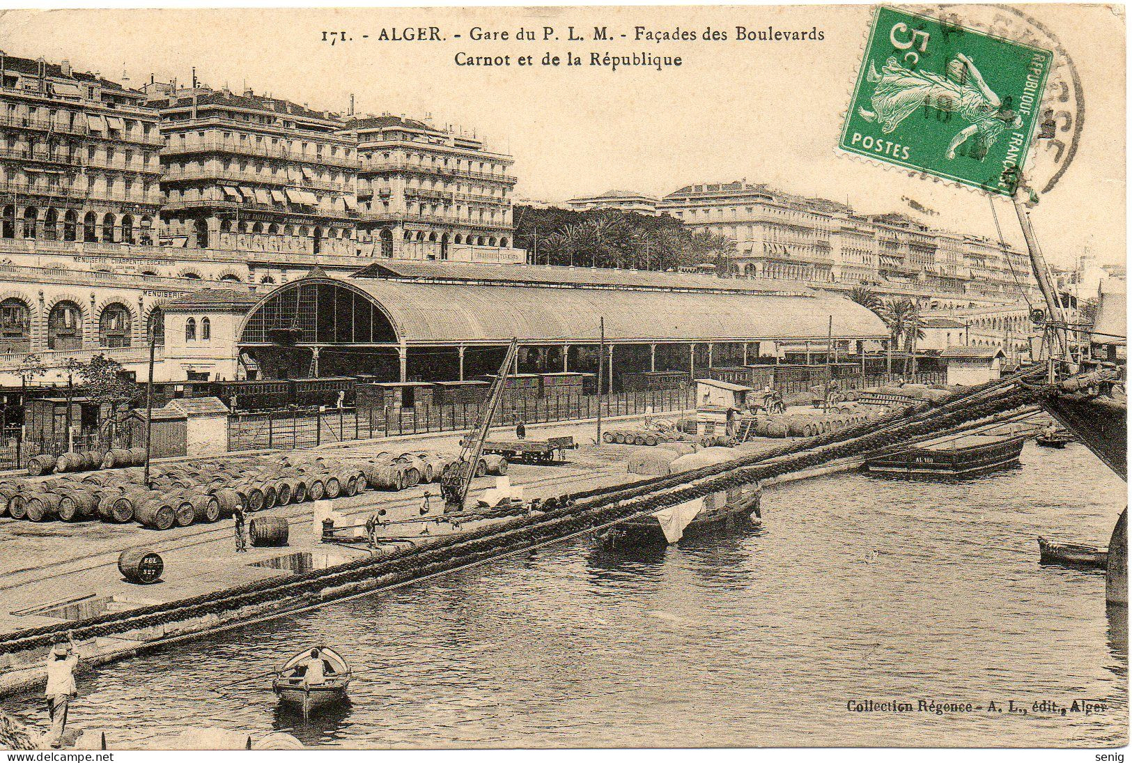 ALGERIE - ALGER - 171 - Gare PLM Façades Carnot République - Collection Régence A. L. édit. Alger (Leroux) - - Algerien