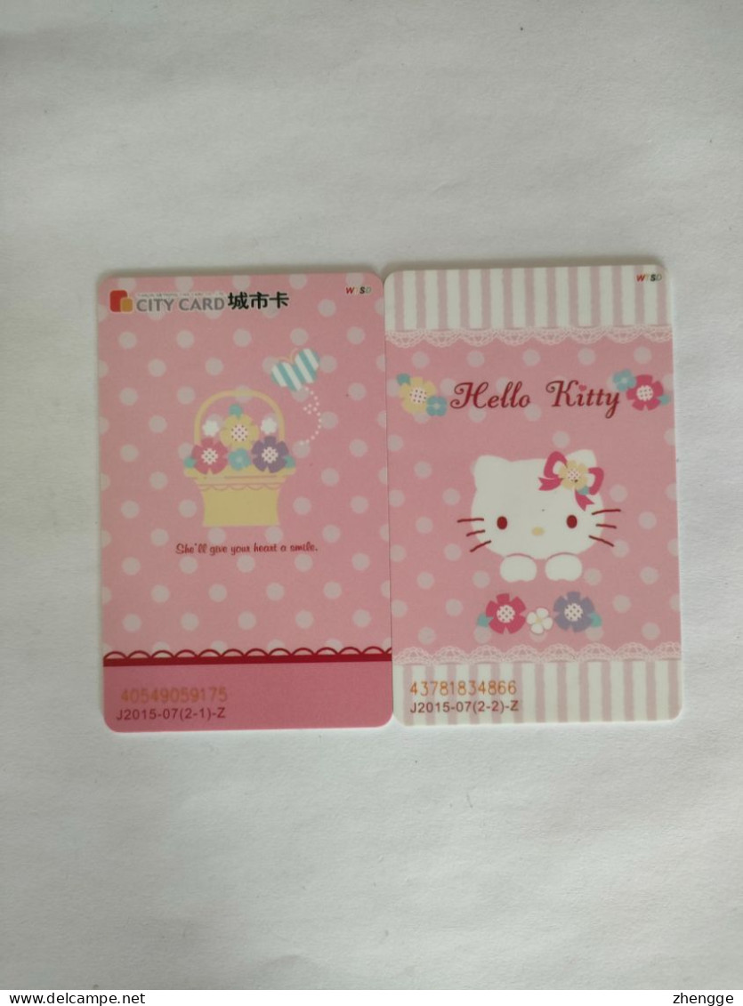 China Transport Cards, Kitty,for Metro,bus,tianjin City, (2pcs) - Zonder Classificatie