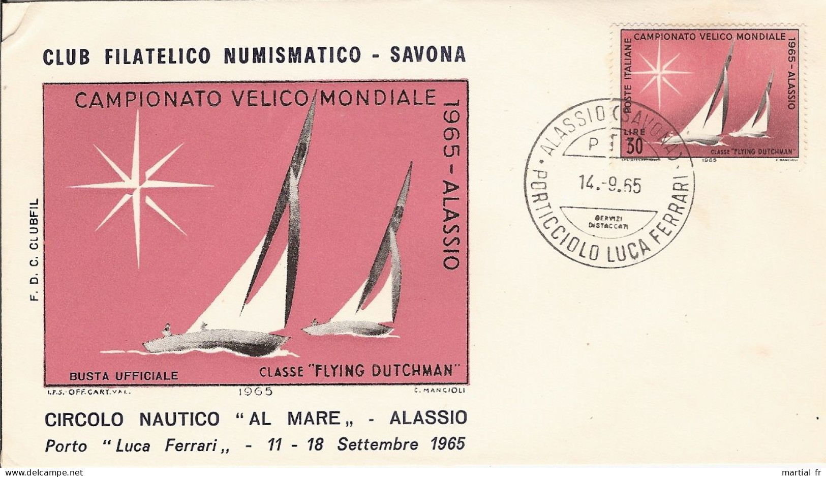 Italie Italy BATEAU SCHIFF BOAT VOILE VOILIER SEGEL WASSER WATER EAU VELA SAVONA 14.9.1965 CHAMPIONNAT MONDE - Vela
