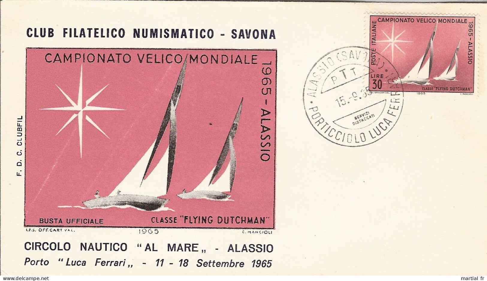 Italie  BATEAU SCHIFF BOAT VOILE VOILIER SEGEL WASSER WATER EAU VELA SAVONA 15.9.1965 CHAMPIONNAT MONDE Flying Dutchman - Voile