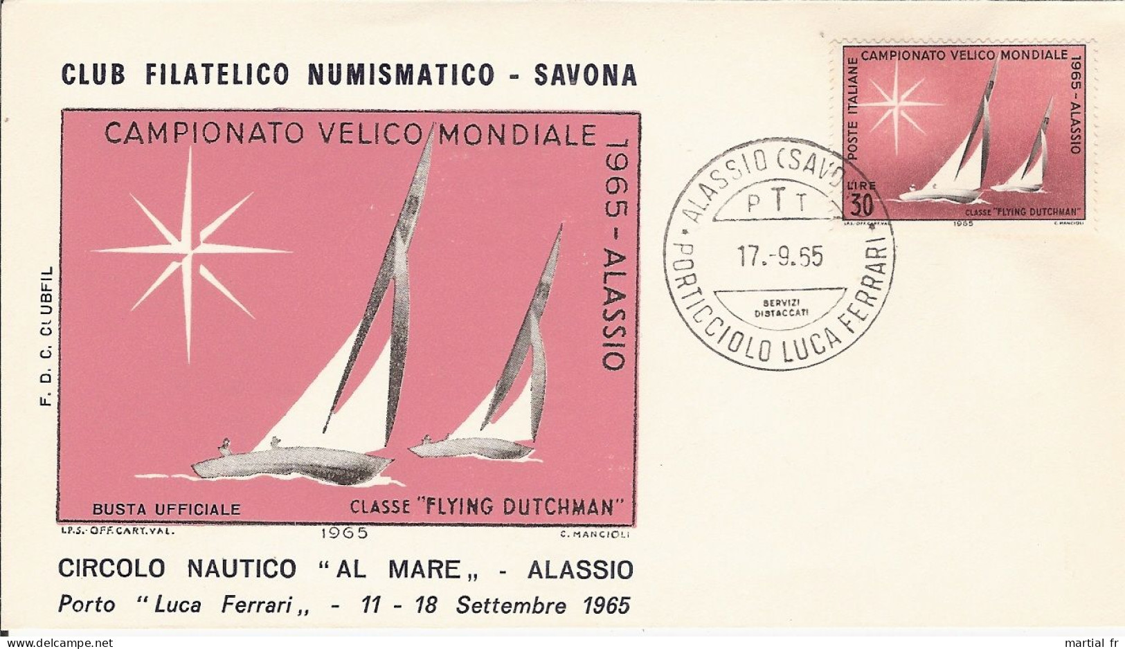 BATEAU SCHIFF BOAT VOILE VOILIER SEGEL WASSER WATER EAU VELA SAVONA 16.9.1965 CHAMPIONNAT MONDE Flying Dutchman ALASSIO - Vela