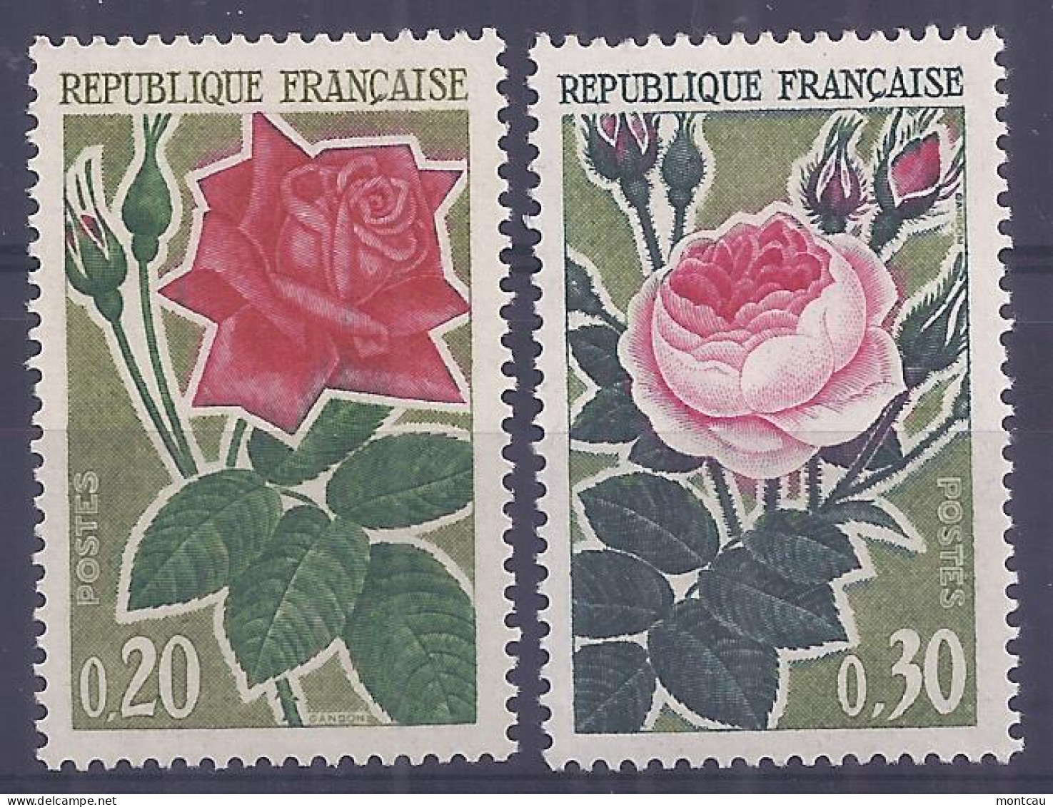 Francia 1962. YT = 1356-57 -  (*). Rosas - Ungebraucht