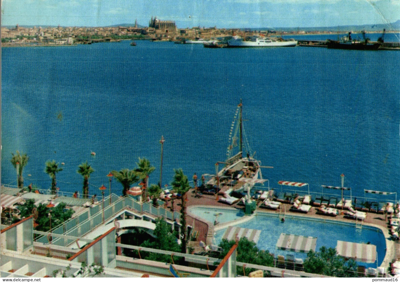 CPSM Mallorca Palma Vista Desde Et Mediterranéo Gran Hotel - Hoteles & Restaurantes