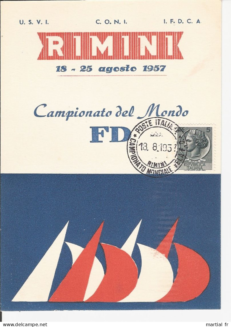 ITALIE ITALY  BOAT VOILE VOILIER SEGEL WASSER WATER EAU VELA RIMINI 1957 CHAMPIONNAT MONDE CAMPIONATO MONDO SHIP VELAFO - Voile