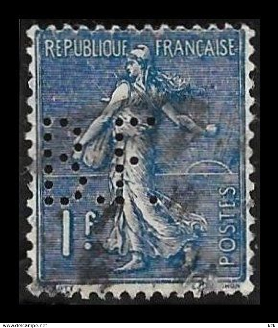 1 04	09	07	N°	205	Perforé	-	B.F. 96	-	BA NQUE De FRANCE - Usati
