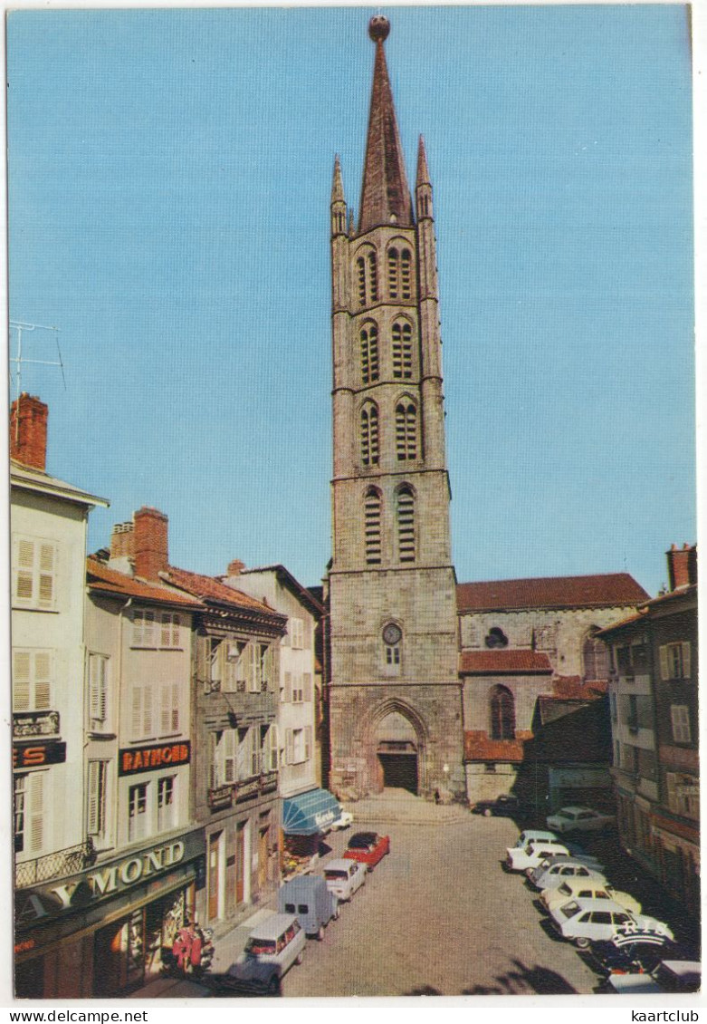 Limoges: CITROËN AMI BREAK, 2CV AZU TOIT SURÉLÉVÉ, DS, PEUGEOT 404, RENAULT DAUPHINE, 16 - Le Clocher - (France) - Passenger Cars