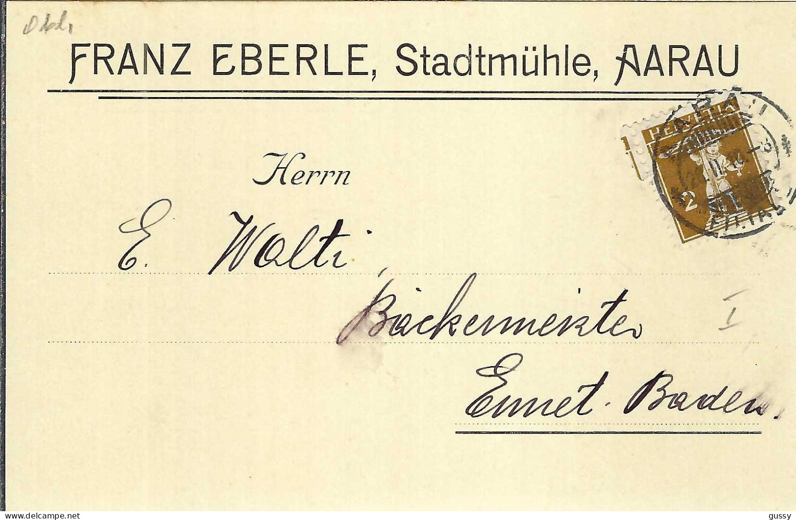 SUISSE Ca. 1910: CP Ill. De Aarau Pour Ennetbaden - Gebruikt