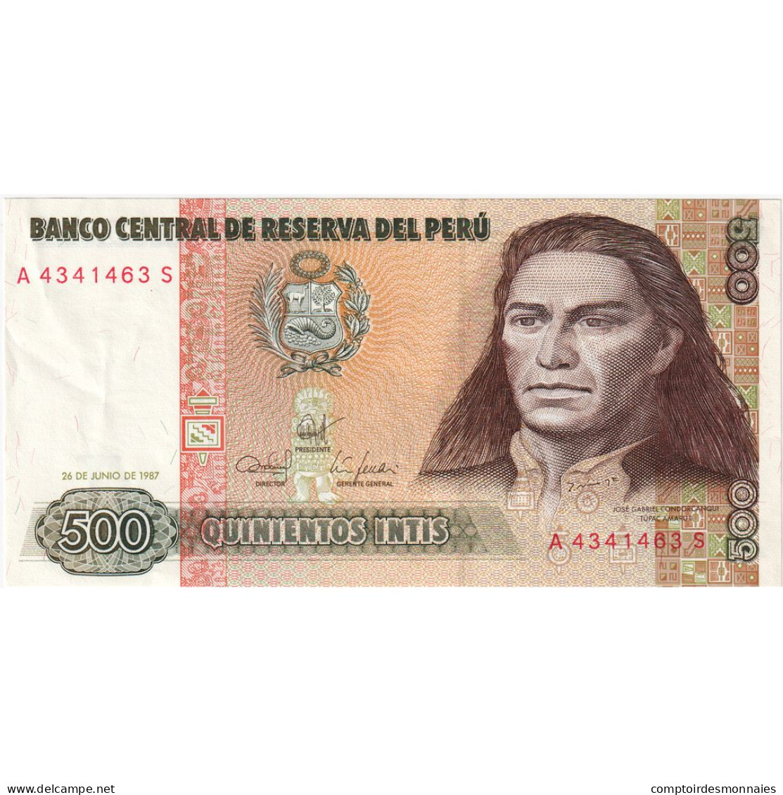 Pérou, 500 Intis, 1987-06-26, KM:134b, TTB - Perú
