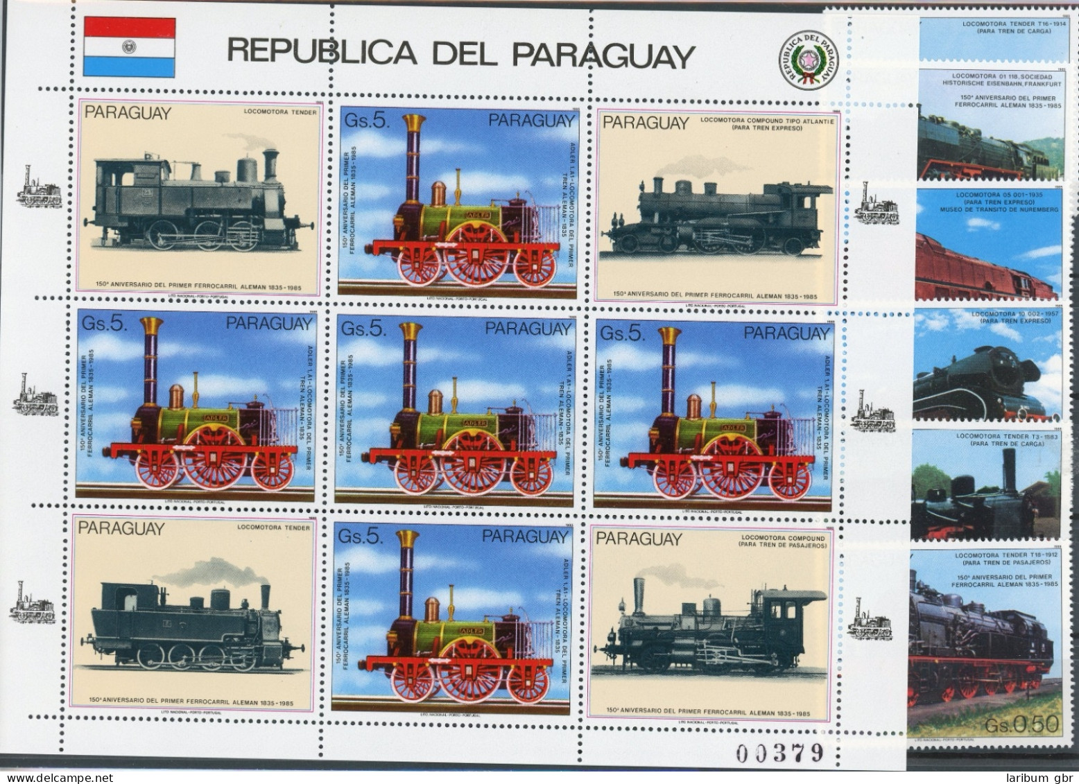 Paraguay 3898-3903, KB 3904 Postfrisch Eisenbahn #IY823 - Paraguay