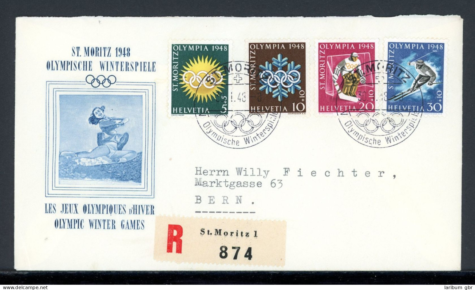 Schweiz 492-495 Olympia 1948 St. Moritz Ersttagesbrief/FDC #HC369 - Sonstige & Ohne Zuordnung