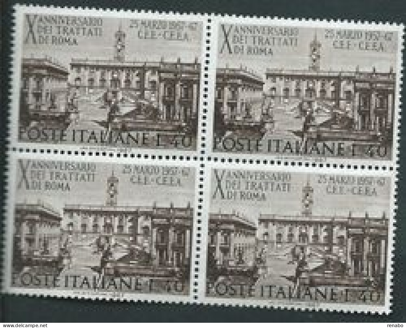 Italia, Italy, Italien, Italie 1967; Campidoglio Con Il Palazzo Senatorio: Trattati Di Roma Da Lire 40. Quartina - Monumenten