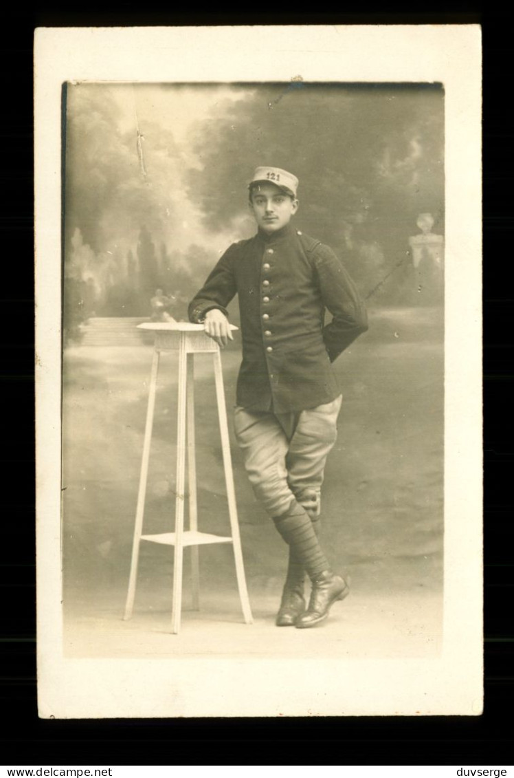 Photographe Bourry Montluçon Carte Photo Militaire Soldat  121eme Regiment D' Infanterie ( Format 9cm X 14cm ) - Regimente