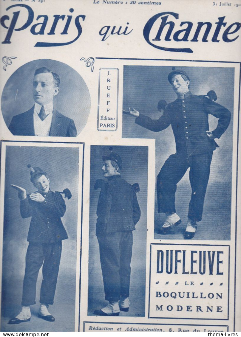 Revue PARIS QUI CHANTE N°391  Du  29 Juillet 1910  Spécial DUFLEUVE  (CAT4088 / 391) - Music