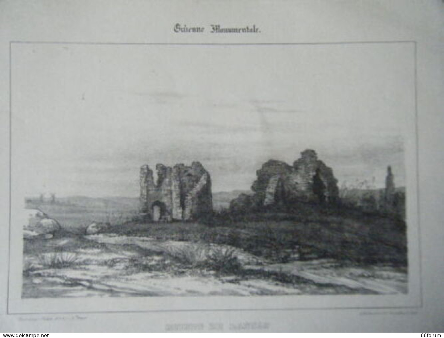 LITHOGRAPHIE TIREE GUIENNE MONUMENTALE 19ème RUINES DE LANSAC GIRONDE - Autres & Non Classés