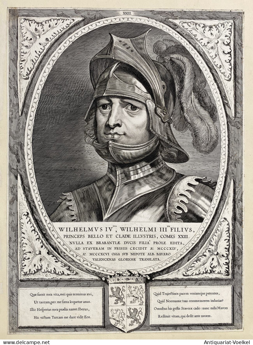 Wilhelmus , Wilhelmi  Filius... - Willem IV Van Holland (1307-1345) Graaf Zeeland Count Henegouwen Portrait / - Stiche & Gravuren