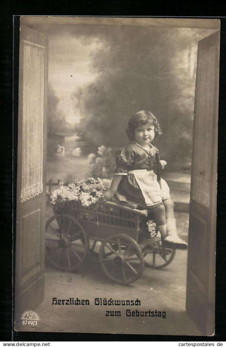 Foto-AK R & K / L Nr. 8749/3: Süsses Mädchen Mit Wagen Voller Blumen  - Photographie