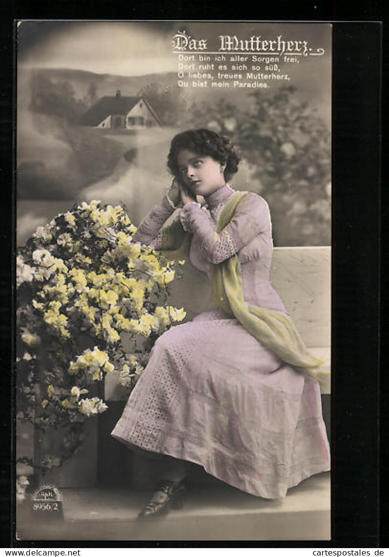 Foto-AK R & K / L Nr. 8956 /2: Junge Frau In Rosa Kleid Mit Blumen  - Photographie