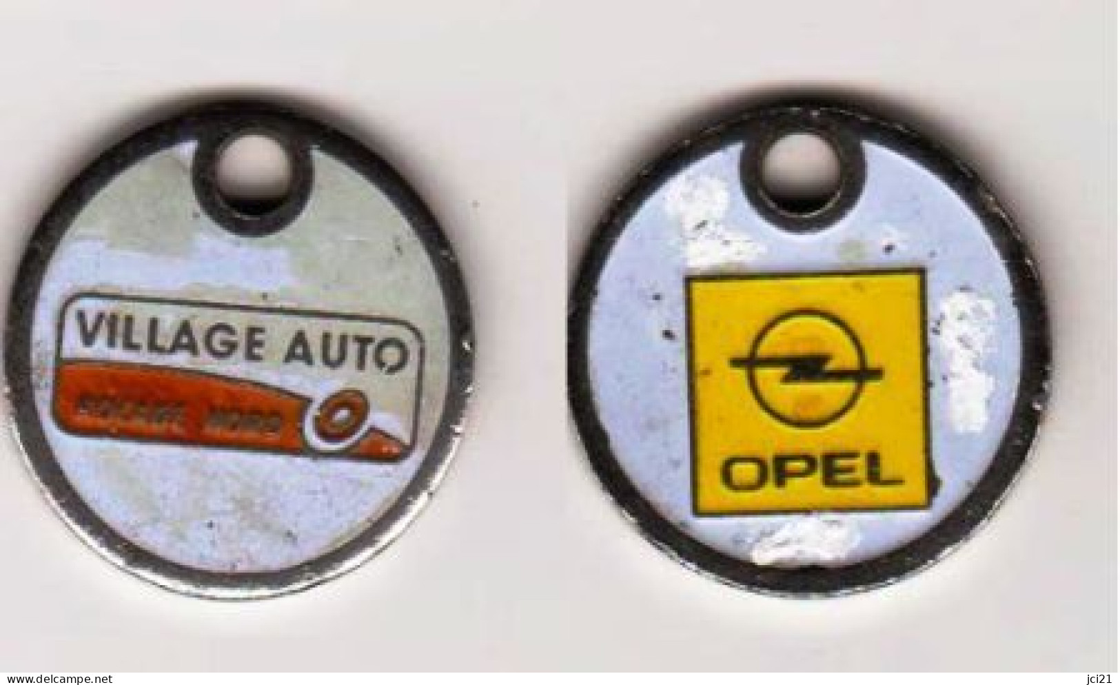 Jeton De Caddie  " OPEL - Village Auto Rocade Nord DIJON " (scann Recto-verso) [H]_Je092 - Trolley Token/Shopping Trolley Chip