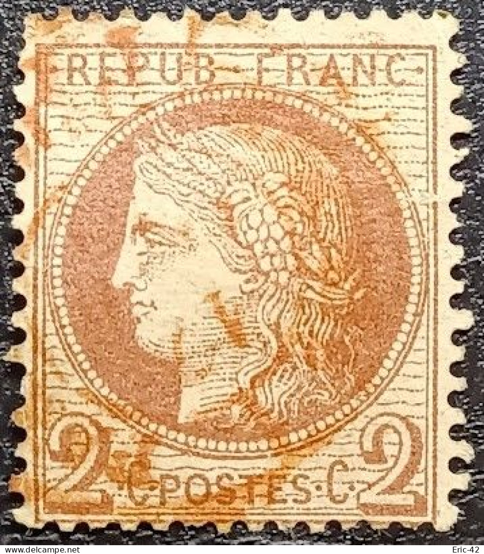 FRANCE Y&T N°51a Cérès 2c Rouge-brun Foncé. Cachet Rouge. - 1871-1875 Ceres