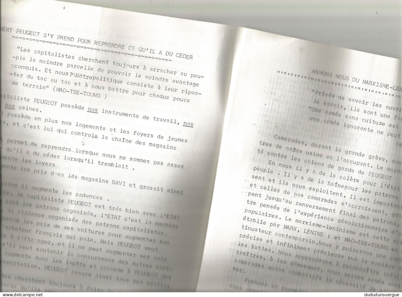 MAI 1968 ET APRES : " LE DRAPEAU ROUGE " JOURNAL DES COMMUNISTES PROLETARIENS DE LA REGION DE SOCHAUX - 1950 à Nos Jours