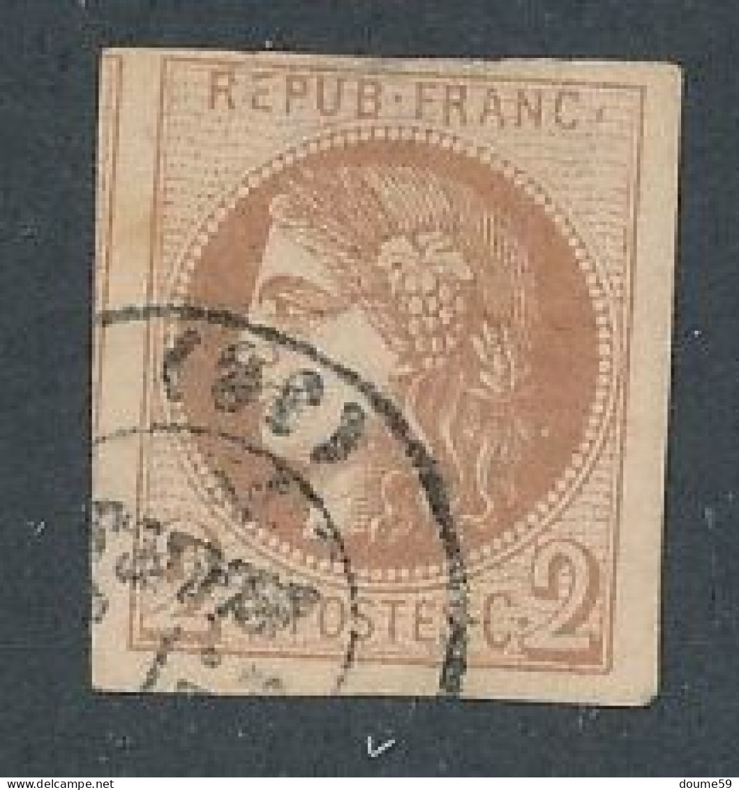 DX-3: FRANCE: N°40Bb Obl  (marron)  3 Belles Marges,mais 2ème Choix , Clair En Haut) - 1870 Bordeaux Printing