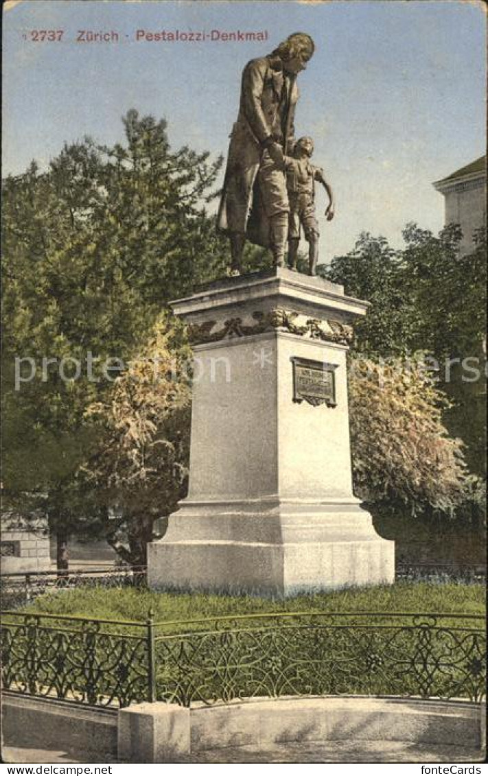 12319426 Zuerich Pestalozzi Denkmal Statue Zuerich - Andere & Zonder Classificatie