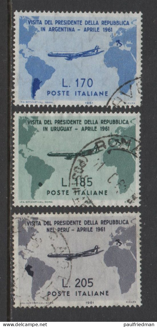 Repubblica 1961 - Visita Presidente Gronchi - 3 Valori - Usati - 1961-70: Used