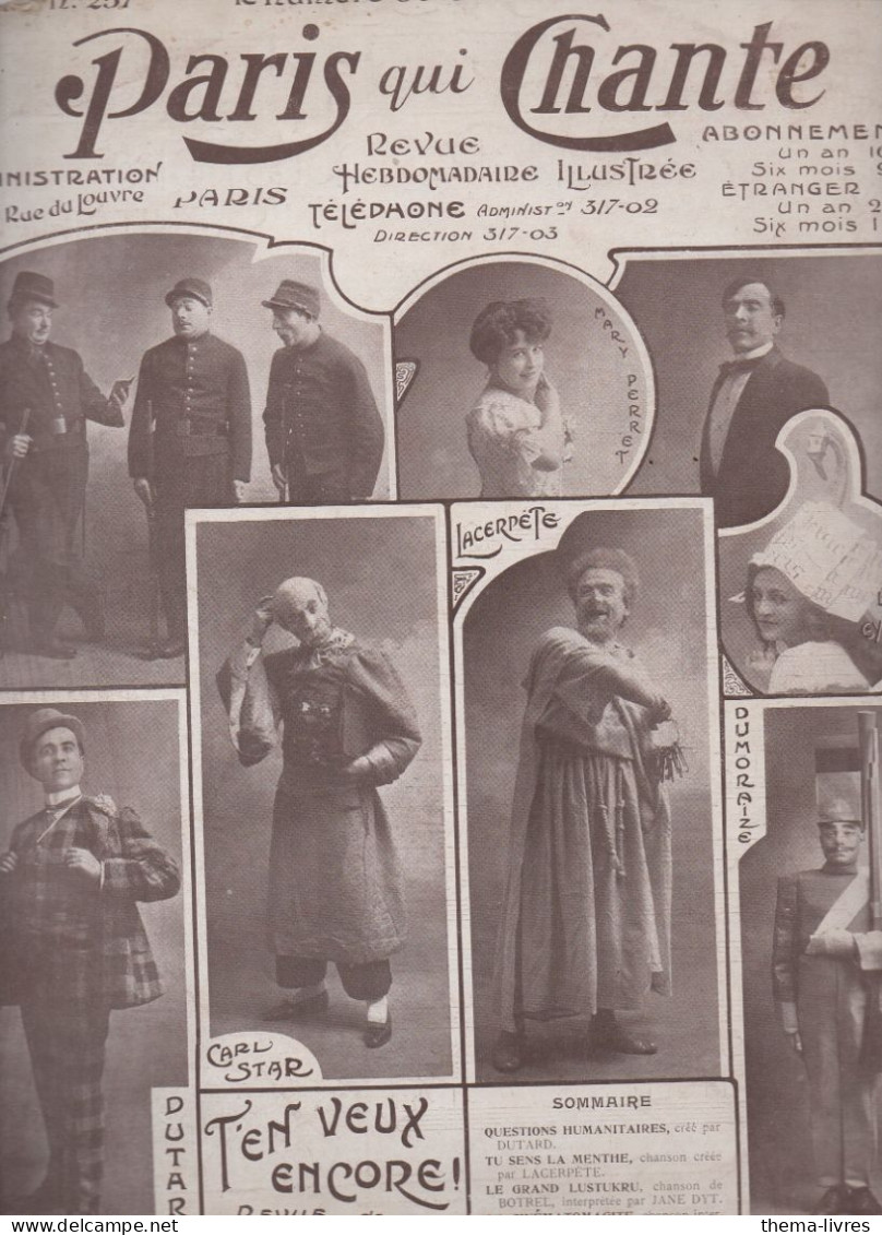 Revue PARIS QUI CHANTE N°257 Du 22 Decembre 1907   Couverture Composite  (CAT4088 / 257) - Muziek