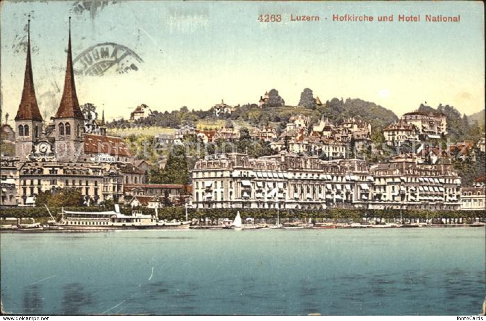 12316116 Luzern LU Hofkirche Hotel National Ansicht Vom Vierwaldstaettersee Aus  - Autres & Non Classés