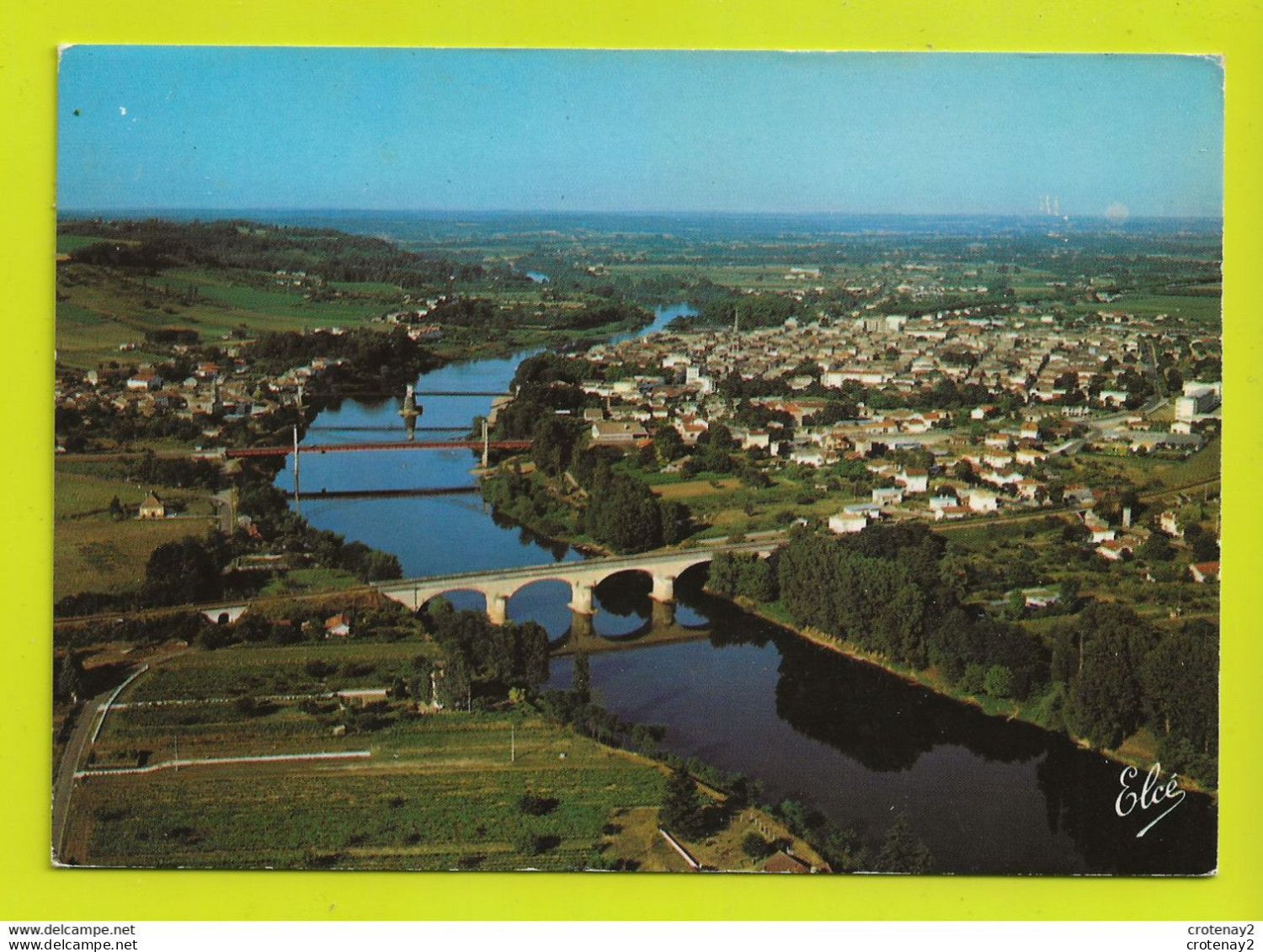 33 SAINTE FOY LA GRANDE Vers Bergerac N°2730 Vue Générale Sur La Ville Les 3 Ponts Sur La Dordogne VOIR Flamme En 1974 - Autres & Non Classés