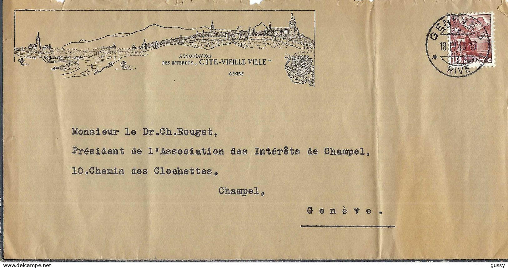 SUISSE Ca. 1945: LSC De Genève Pour Genève - Covers & Documents