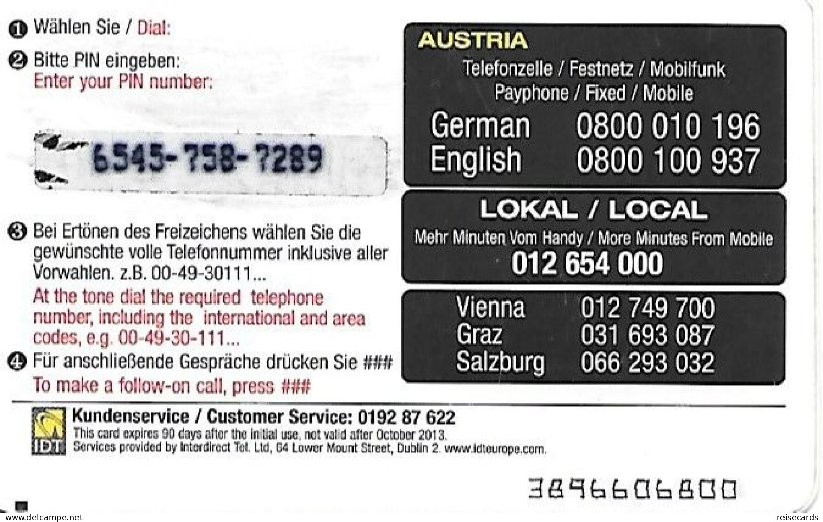 Austria: Prepaid IDT - Winner Call - Autriche