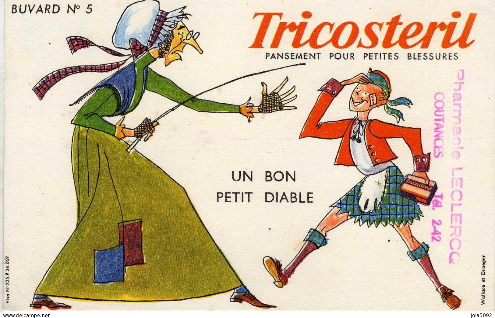 BUVARD - TRICOSTERIL - N°5 Le Un Bon Petit Diable - Pharmacie Leclercq Coutances - Chemist's