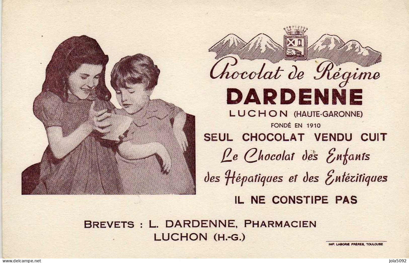 BUVARD - Chocolat DARDENNE - LUCHON - Chocolade En Cacao
