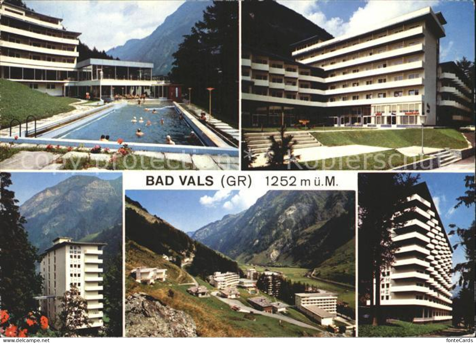 12222666 Bad Vals GR Kurhaus Schwimmbad Panorama Blick Ins Tal Vals - Sonstige & Ohne Zuordnung