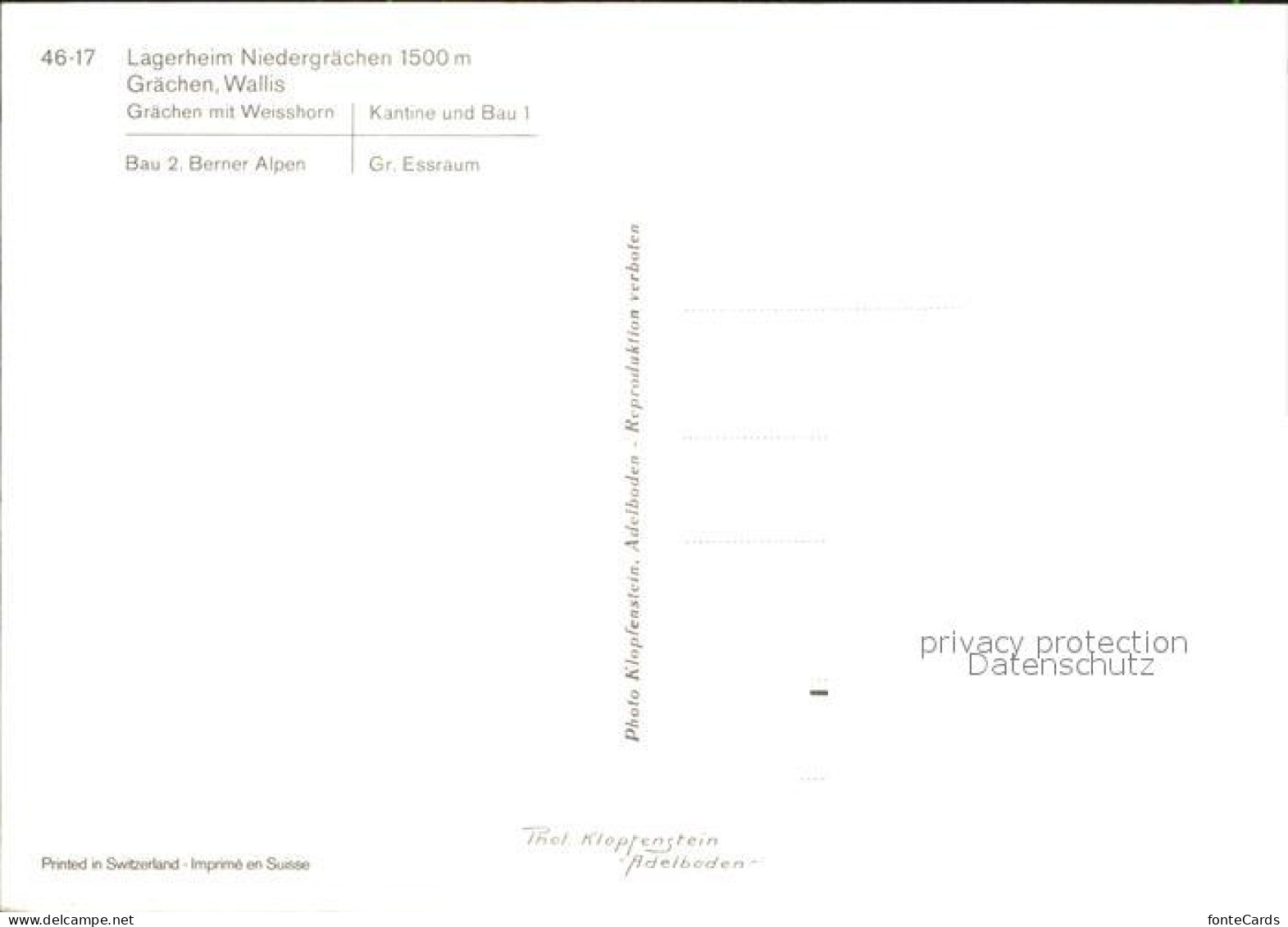 12219306 Graechen VS Lagerheim Niedergraechen Weisshorn Kantine Bau 1 Bau 2 Bern - Altri & Non Classificati