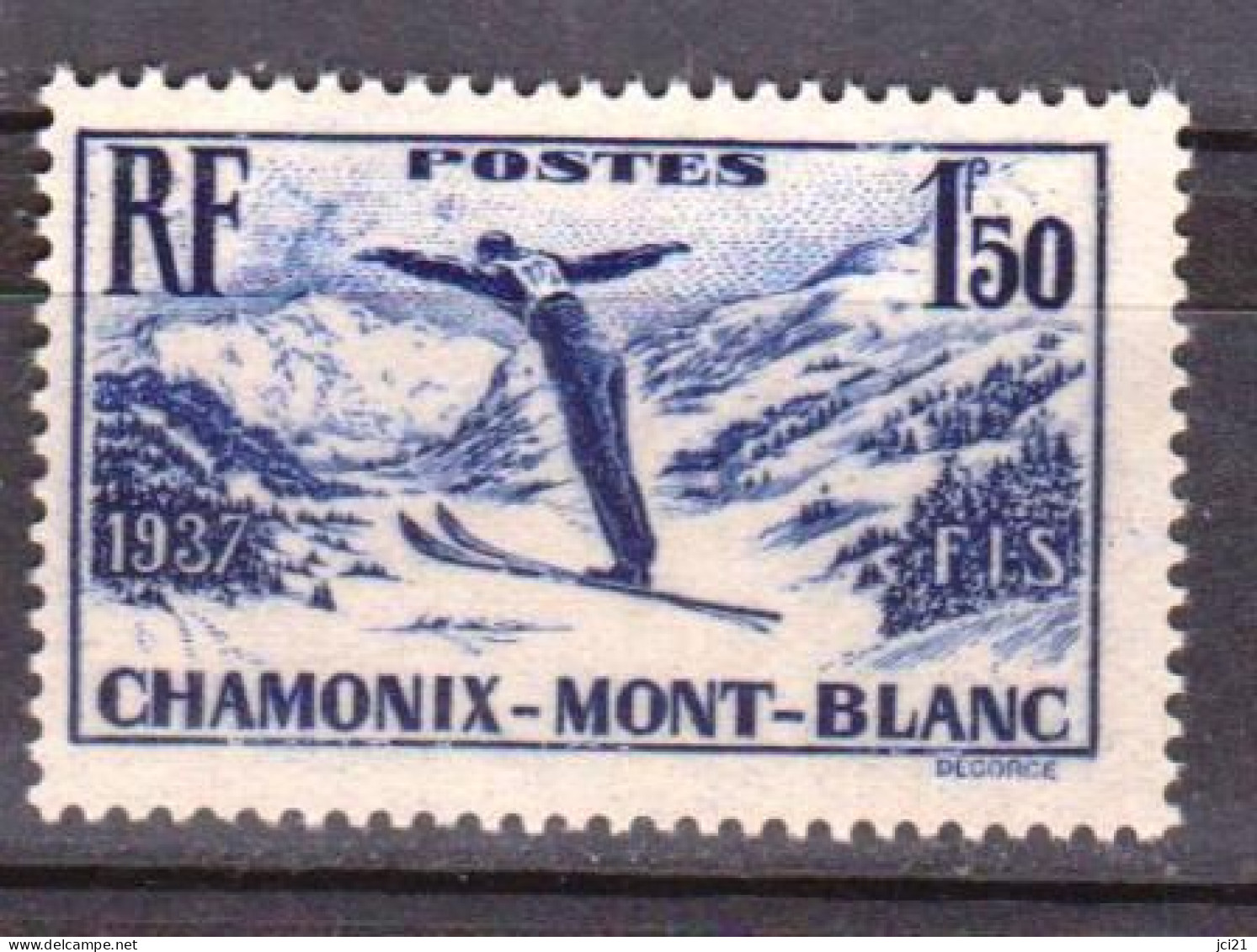 TIMBRE Y&T 334 - 1937 N** " CHAMPIONNATS INTERNATIONAUX DE SKI À CHAMONIX " (1706)_Ti704 - Unused Stamps