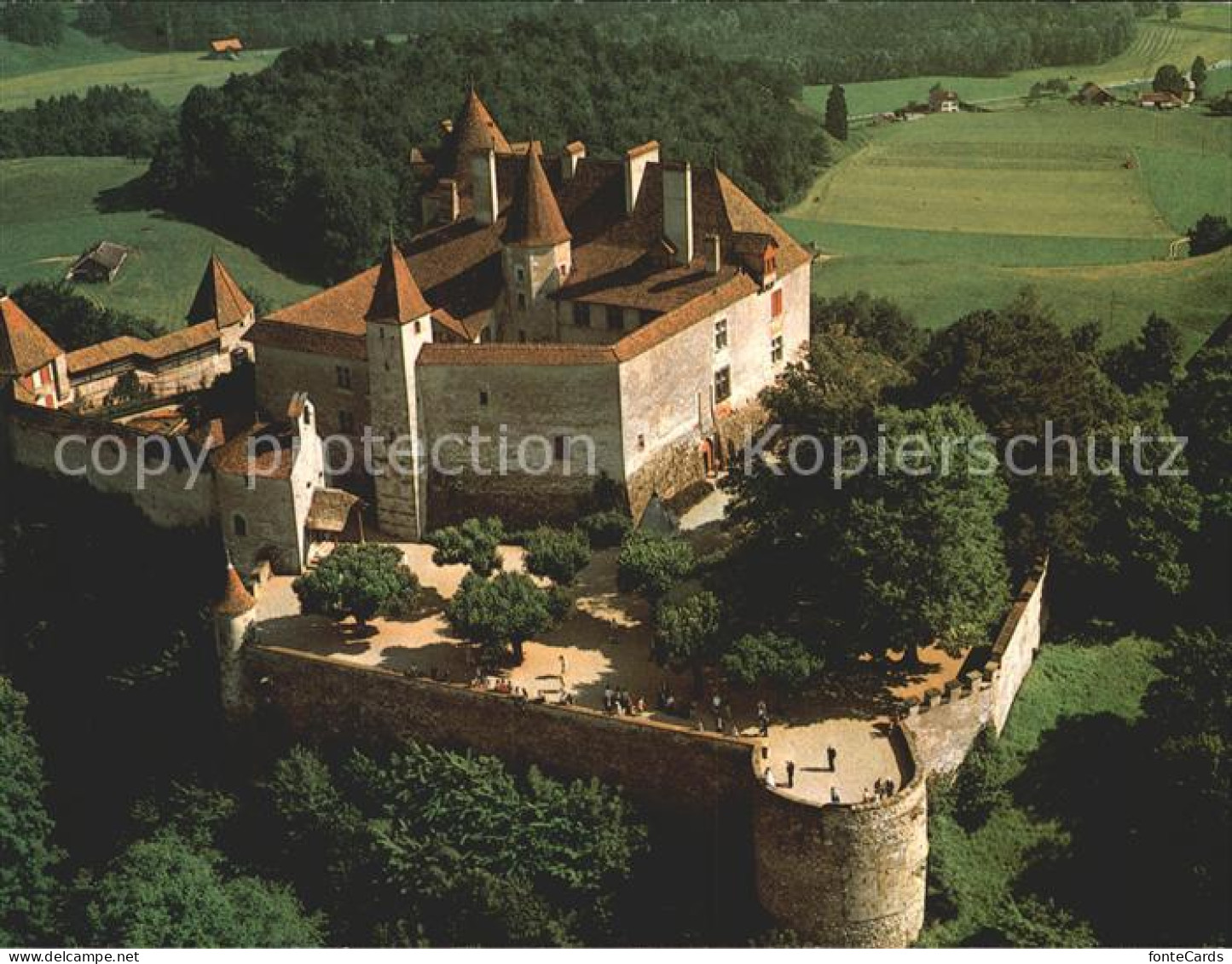 12213786 Gruyeres FR Le Chateau Fliegeraufnahme Gruyeres - Andere & Zonder Classificatie