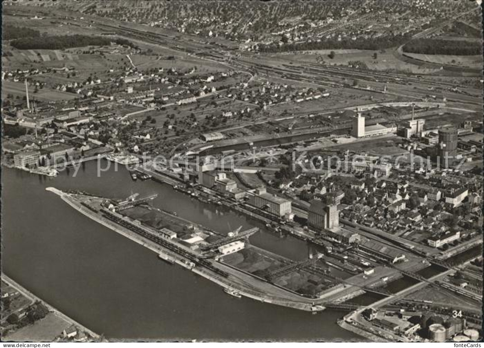 12160146 Basel BS Fliegeraufnahme Rheinhafen Basel - Sonstige & Ohne Zuordnung