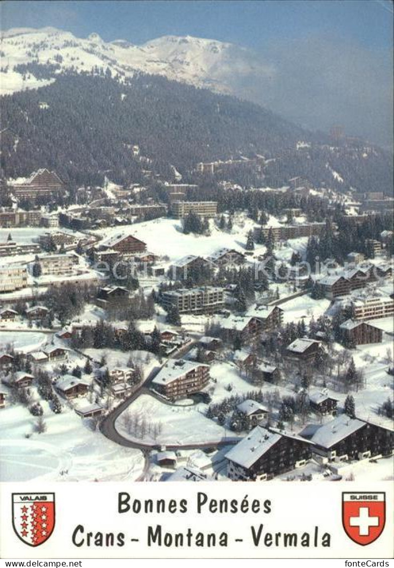 12157796 Crans-Montana Vue Aerienne Du Haut Plateau Crans-sur-Sierre  - Andere & Zonder Classificatie