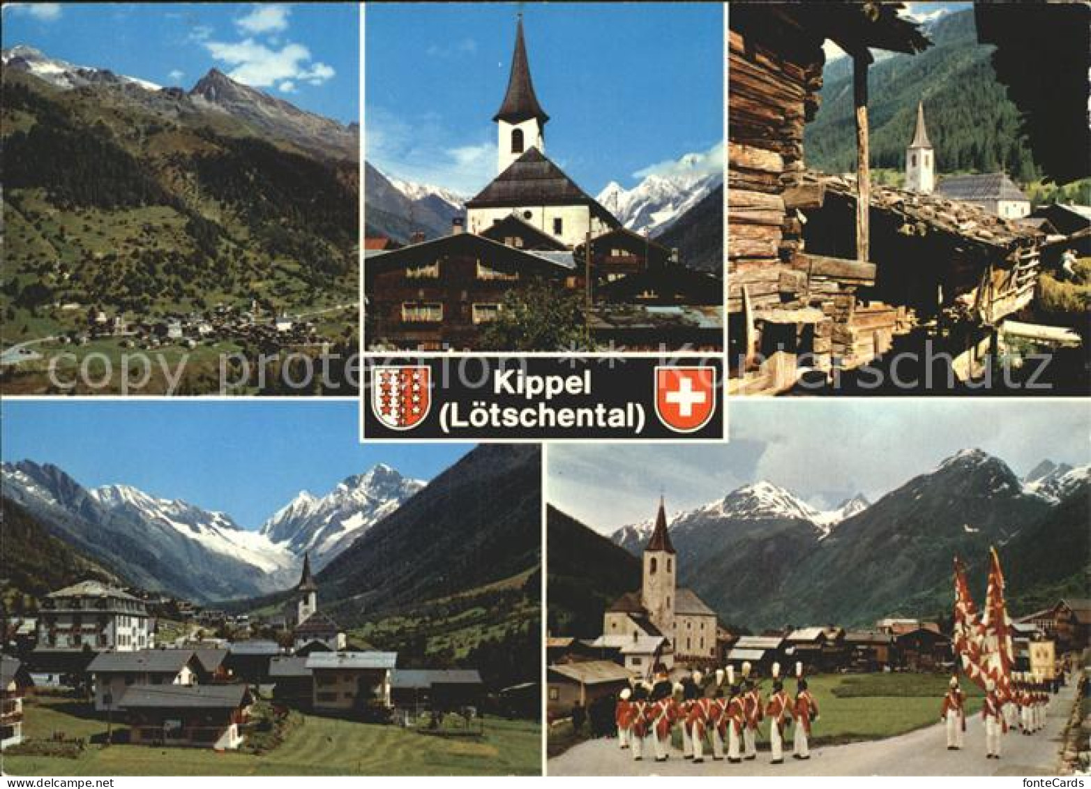 12156966 Kippel Panorama Loetschental Alpen Kirche Musikkapelle  Kippel - Altri & Non Classificati