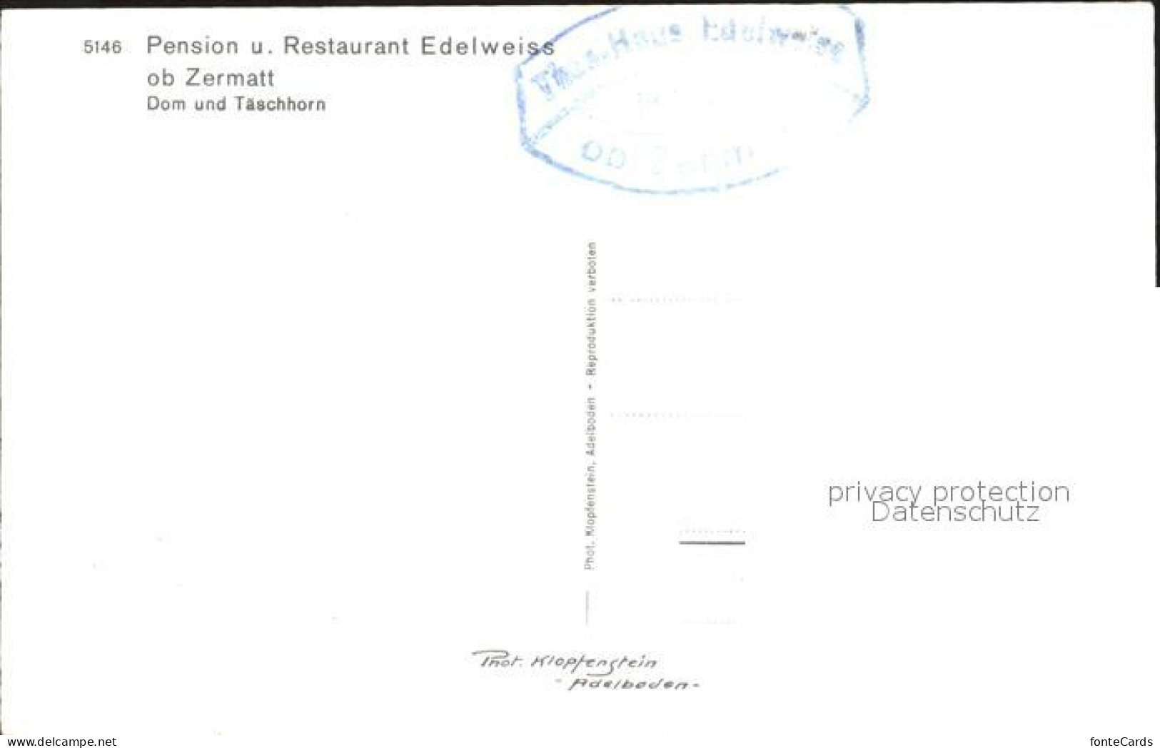 12148946 Zermatt VS Pension Restaurant Edelweiss Mit Dom Und Taeschhorn  - Altri & Non Classificati