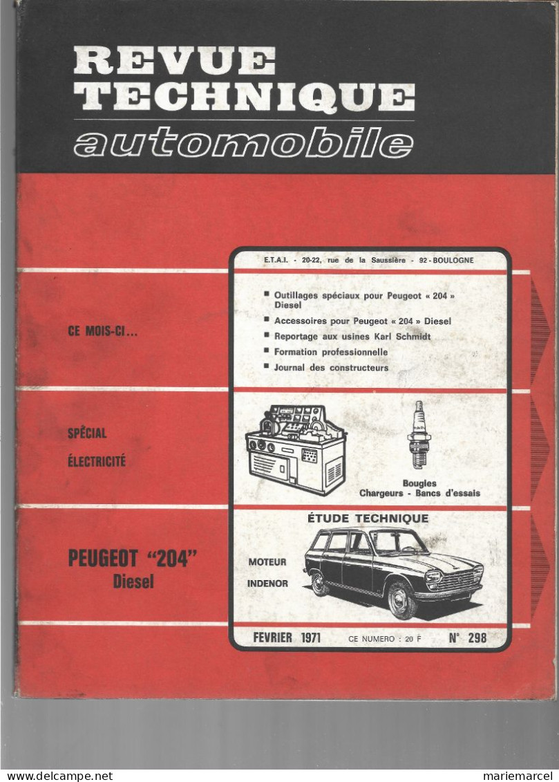 REVUE TECHNIQUE CARNET D'ENTRETIEN Plus DIVERS. PEUGEOT. - Auto