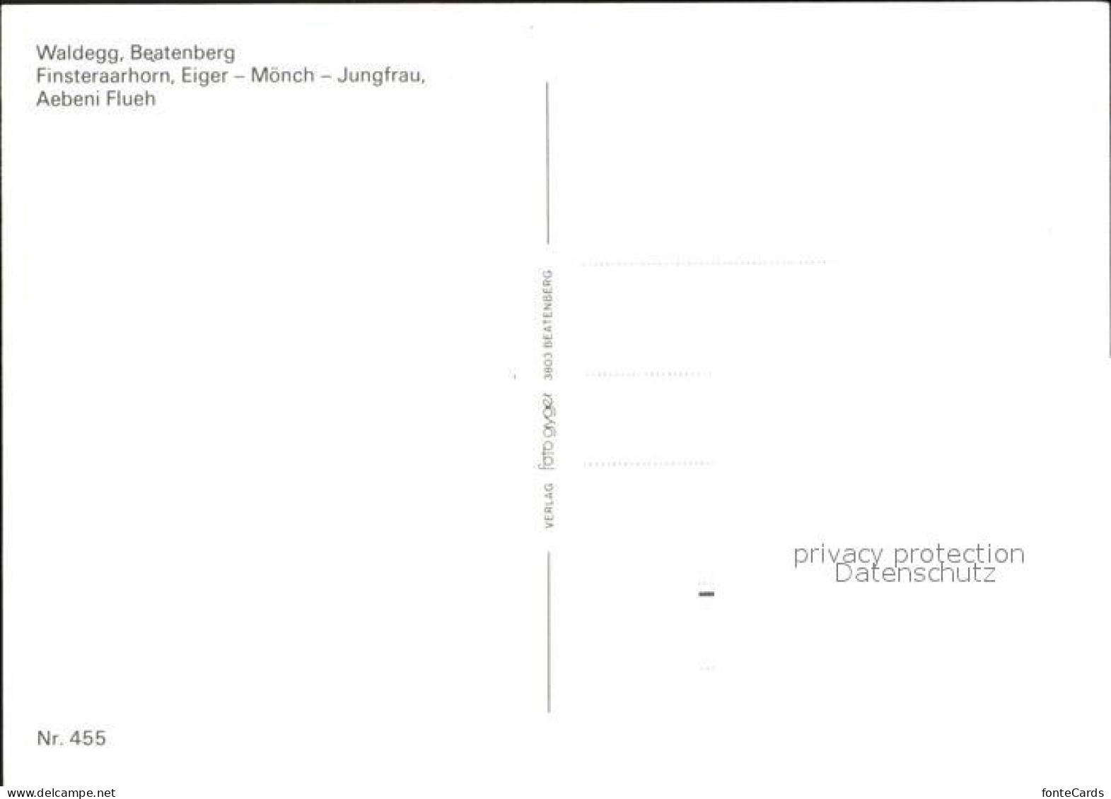 12105846 Waldegg Beatenberg Finsteraarhorn Eiger Moench Jungfrau Aebeni Flueh Wa - Otros & Sin Clasificación