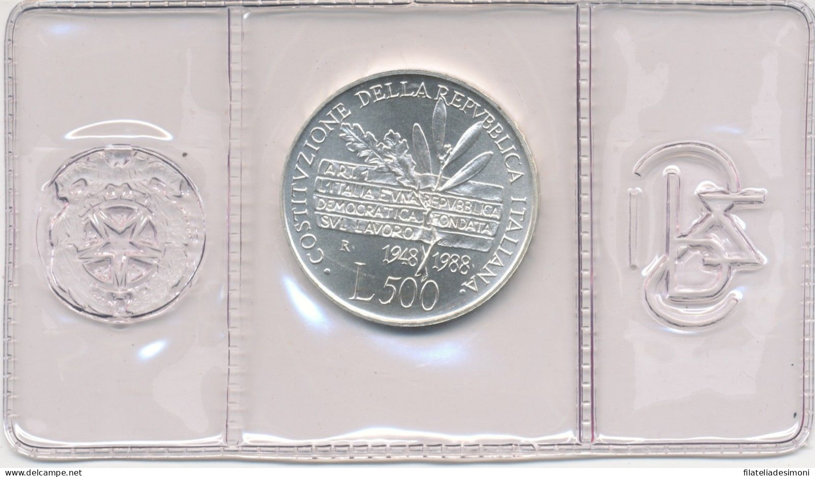 1988 Italia Repubblica 500 Lire Argento Costituzione Della Repubblica - 500 Lire