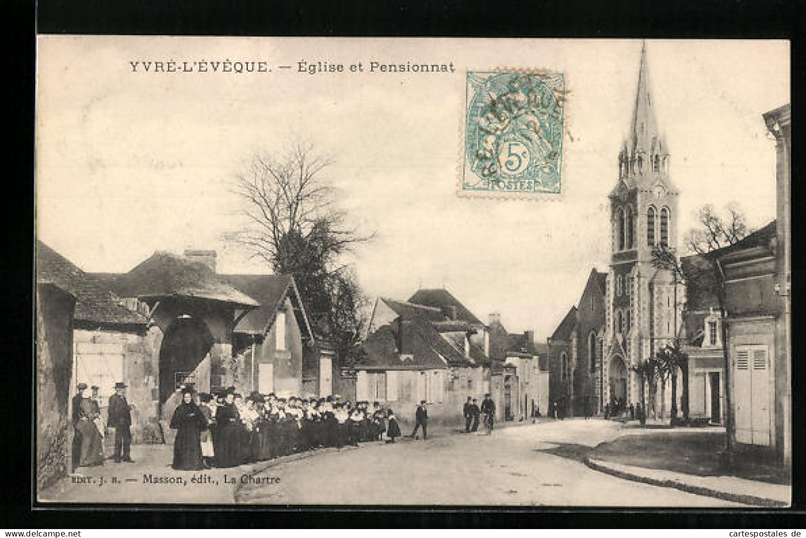 CPA Yvré-L`Évêque, Eglise Et Pensionnat  - Other & Unclassified