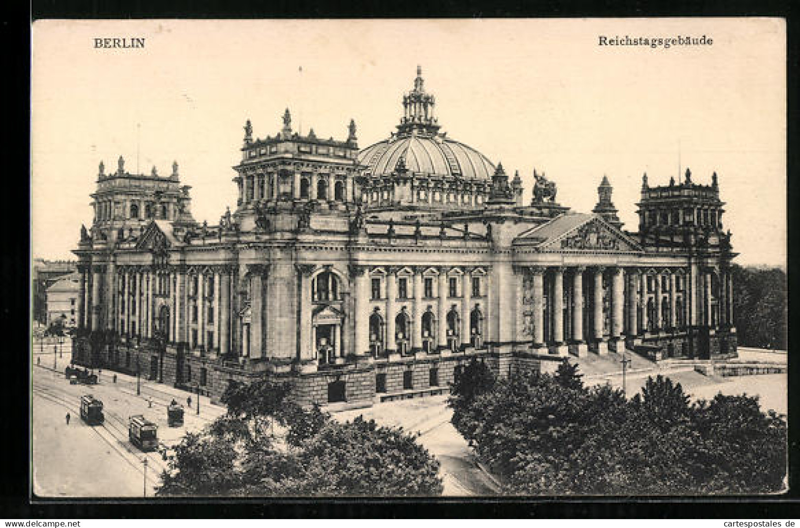 AK Berlin-Tiergarten, Reichstagsgebäude Mit Strassenbahn  - Dierentuin