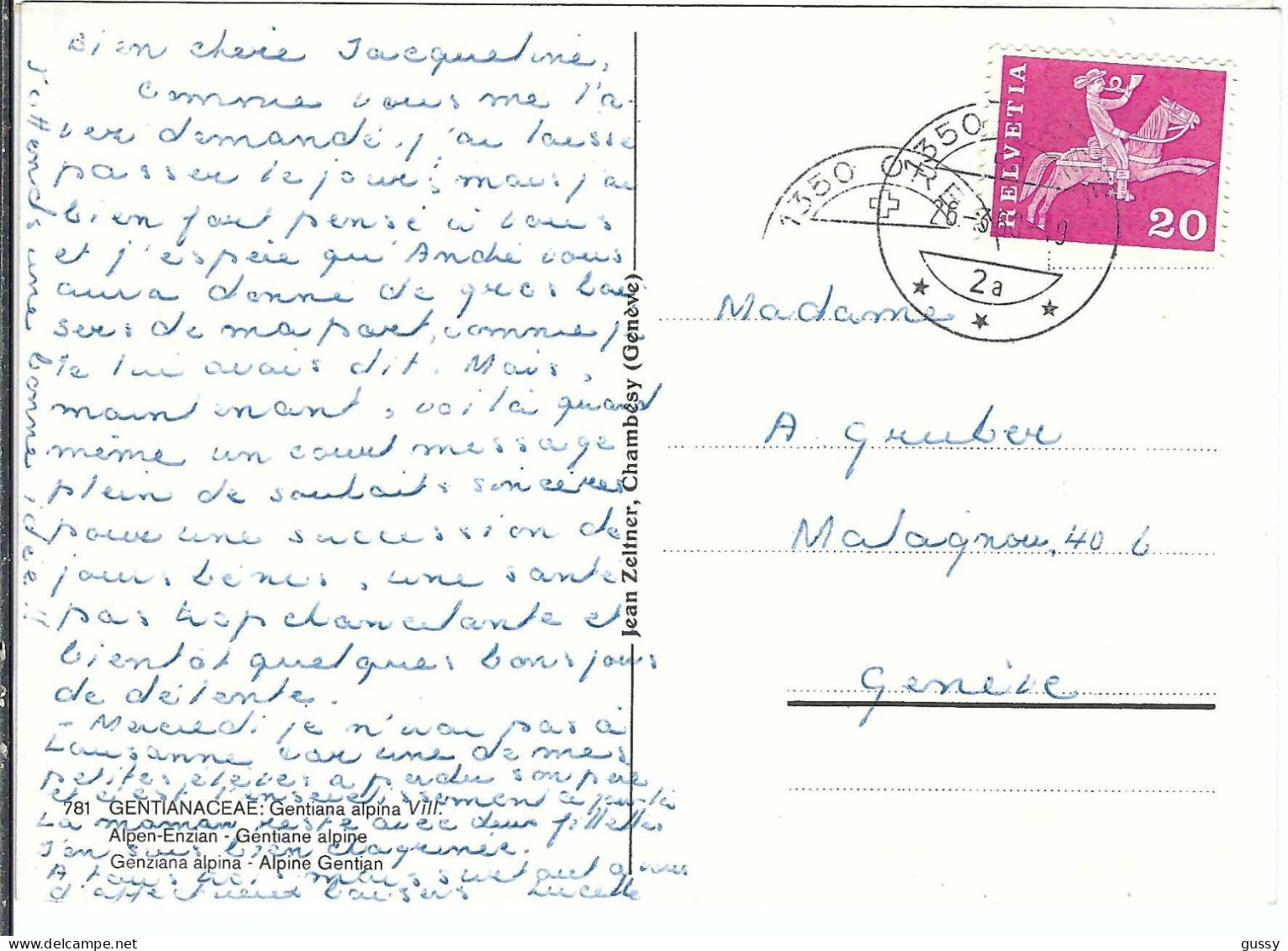 SUISSE Ca. 1963: CP Ill. De Orbe Pour Genève - Storia Postale