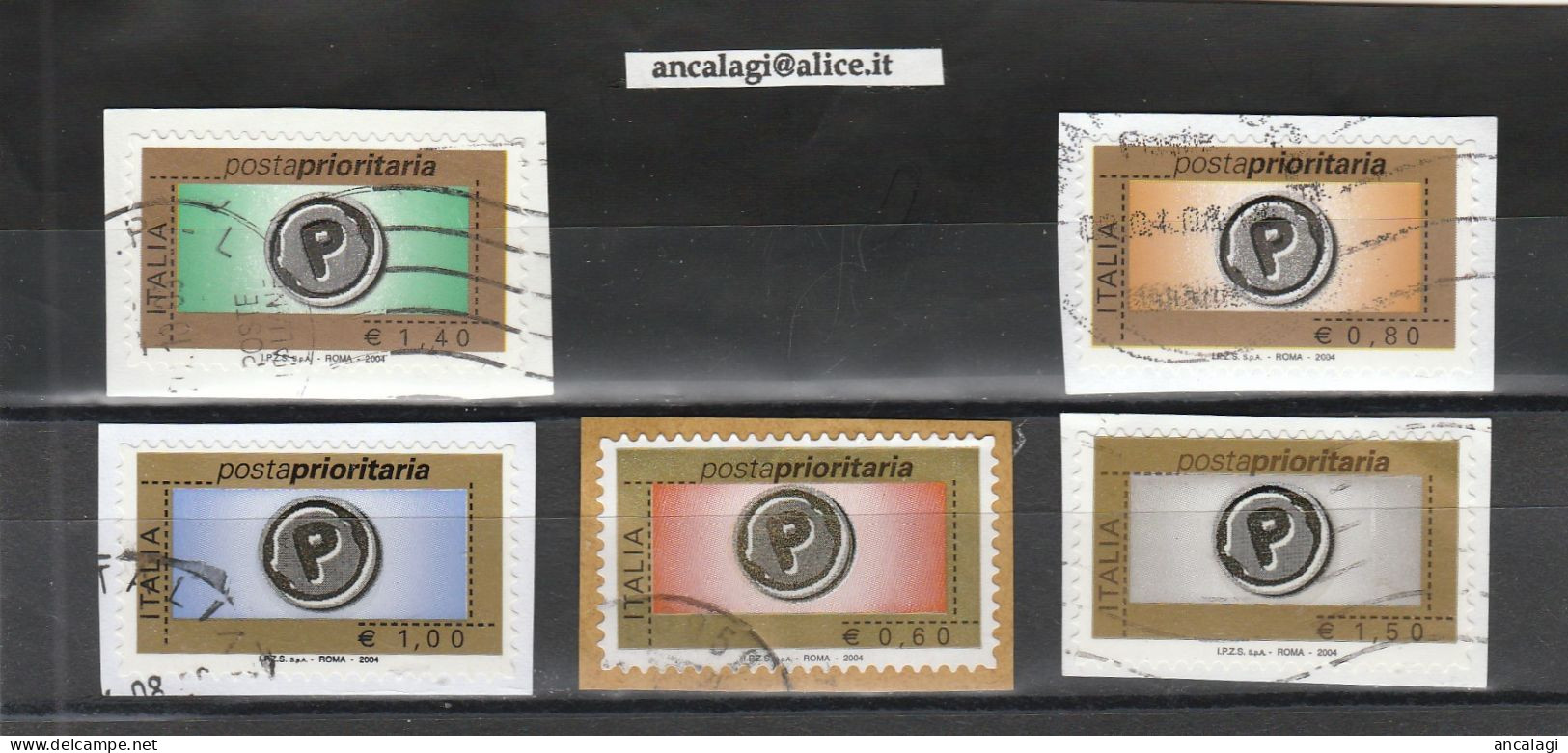 USATI ITALIA POSTA PRIORITARIA 2004 - Ref.1430 "6^ Emissione" Serie Completa Di 5 Val. - - 2001-10: Used